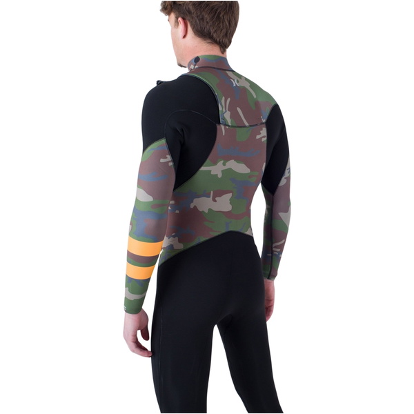 Hurley Mens Plus Printed 3/2mm Chest Zip Wetsuit MFS0012322 - Medium Brown
